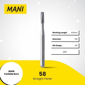MANI CARBIDE BUR STRAIGHT FISSURE 58, 10/PACK, MCBSF58