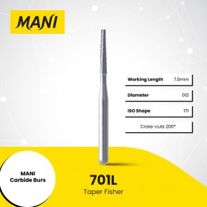MANI CARBIDE BUR TAPER FISSURE 10/PACK, MCB701L