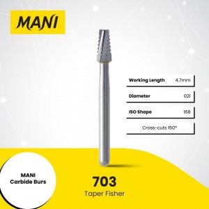 MANI CARBIDE BUR TAPER FISSURE 703 (Cross-cuts), 10/PACK, MCBTF703