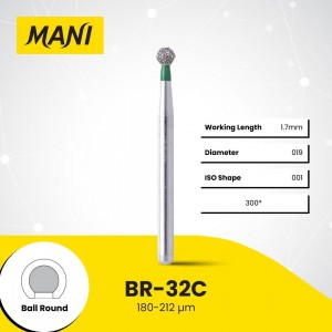 Mani Diamond Burs - Ball Round, Coarse, 5Pcs/Pk, MDBBR-32C
