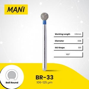 Mani Diamond Burs - Ball Round, Medium, 5Pcs/Pk, MDBBR-33