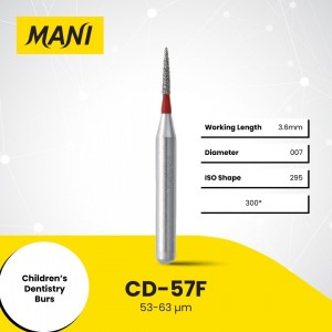 Mani Diamond Burs - Children's Dentistry, Pointed Cone, Fine, 5Pcs/PK, MDBCD-57F