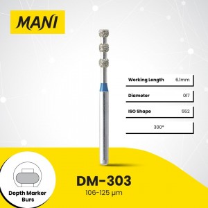 Mani Diamond Burs Depth Marker Burs DM-303, Medium, 5Pcs/Pk, MDBDM-303
