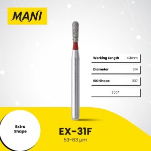 Mani Diamond Burs - Extra Shape, Fine, 5Pcs/PK, MDBEX-31F