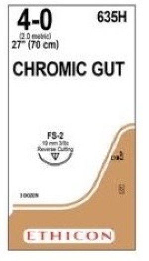 JJ635H Ethicon Chromic Gut Sutures 4-0 19mm 70cm Absorbable Sutures Box/36
